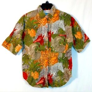 California Connection Inc Colorful Animal Print Button Shirt Size Medium 12/14